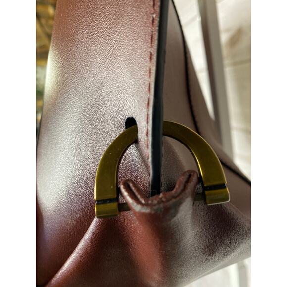 ZAC Zac Posen Eartha Folded-Guss et Tote - Maroon Large Tote Handbag - Picture 7 of 8